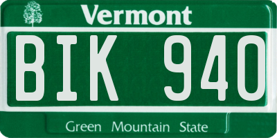 VT license plate BIK940