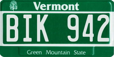 VT license plate BIK942