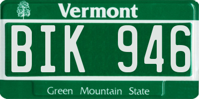 VT license plate BIK946