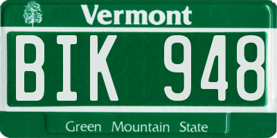 VT license plate BIK948