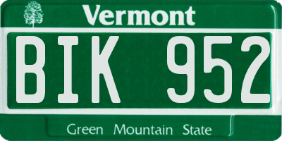 VT license plate BIK952