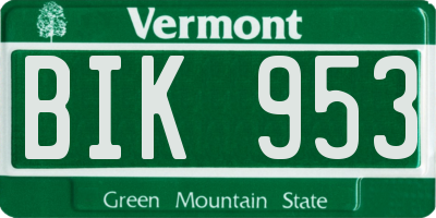VT license plate BIK953