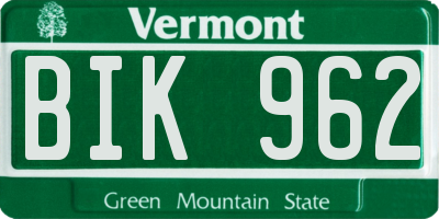 VT license plate BIK962