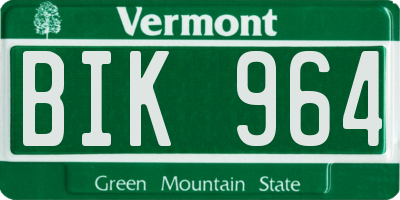 VT license plate BIK964