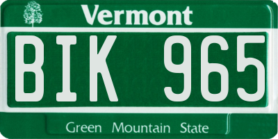 VT license plate BIK965