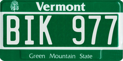 VT license plate BIK977