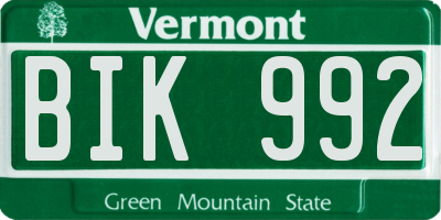 VT license plate BIK992