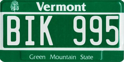 VT license plate BIK995