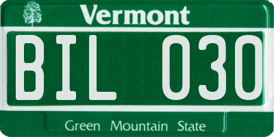 VT license plate BIL030