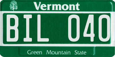 VT license plate BIL040