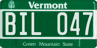 VT license plate BIL047