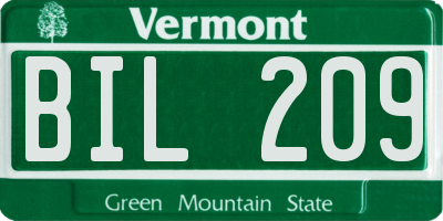 VT license plate BIL209