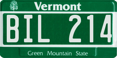 VT license plate BIL214