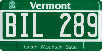 VT license plate BIL289