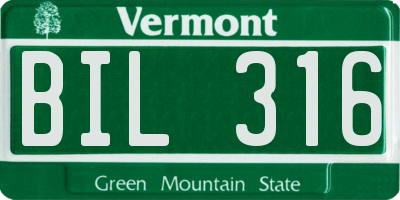 VT license plate BIL316