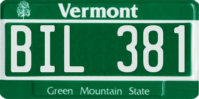 VT license plate BIL381