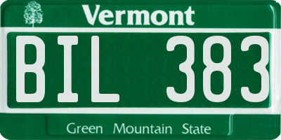 VT license plate BIL383