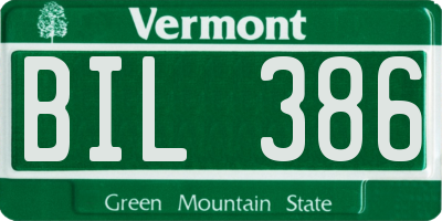 VT license plate BIL386