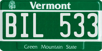 VT license plate BIL533