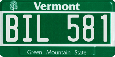 VT license plate BIL581