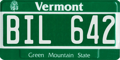 VT license plate BIL642