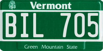 VT license plate BIL705