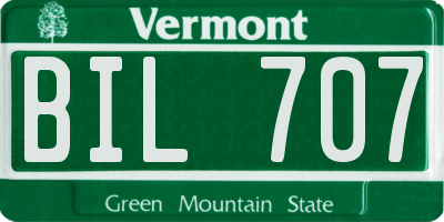 VT license plate BIL707