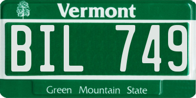 VT license plate BIL749