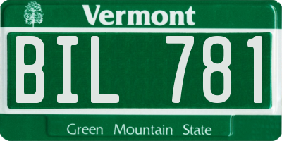 VT license plate BIL781