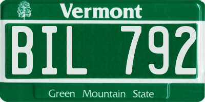 VT license plate BIL792