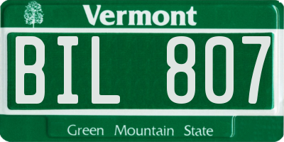 VT license plate BIL807