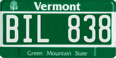 VT license plate BIL838