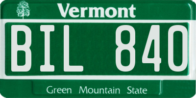 VT license plate BIL840