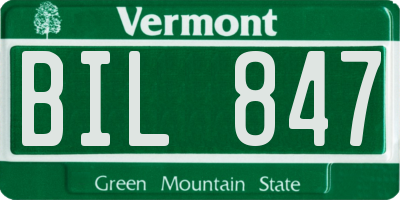 VT license plate BIL847