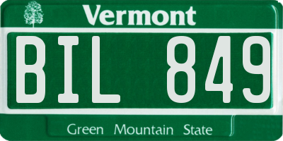 VT license plate BIL849