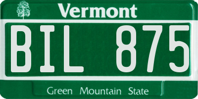 VT license plate BIL875