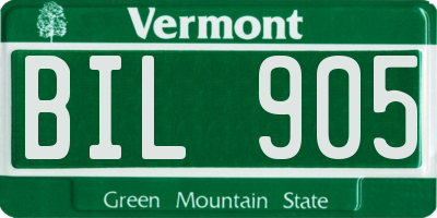 VT license plate BIL905