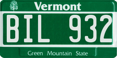 VT license plate BIL932
