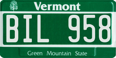 VT license plate BIL958