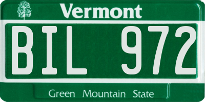 VT license plate BIL972