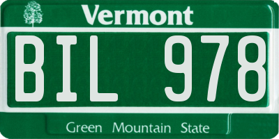 VT license plate BIL978