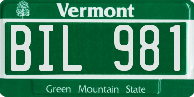 VT license plate BIL981