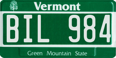 VT license plate BIL984