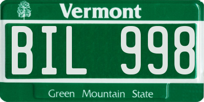 VT license plate BIL998