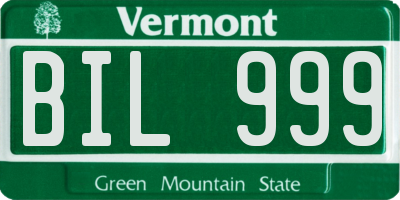 VT license plate BIL999