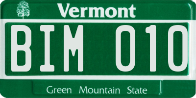 VT license plate BIM010