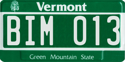 VT license plate BIM013