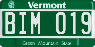 VT license plate BIM019