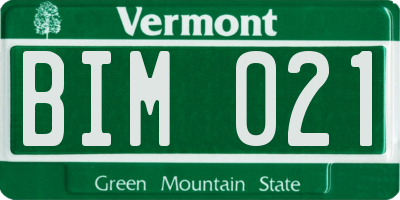 VT license plate BIM021
