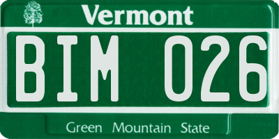 VT license plate BIM026